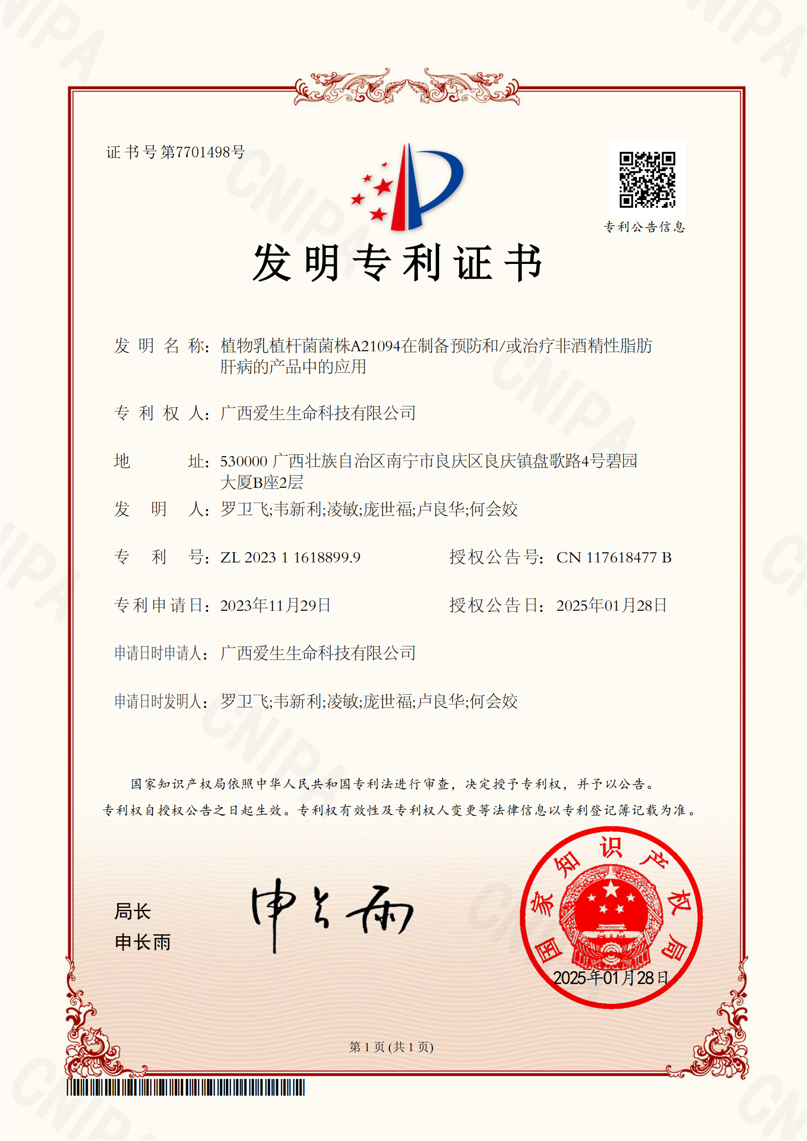 19. 菌株专利A21094：植物乳植杆菌菌株A21094在制备预防和或治疗非酒精性脂肪肝病的产品中的应用_01(1).png
