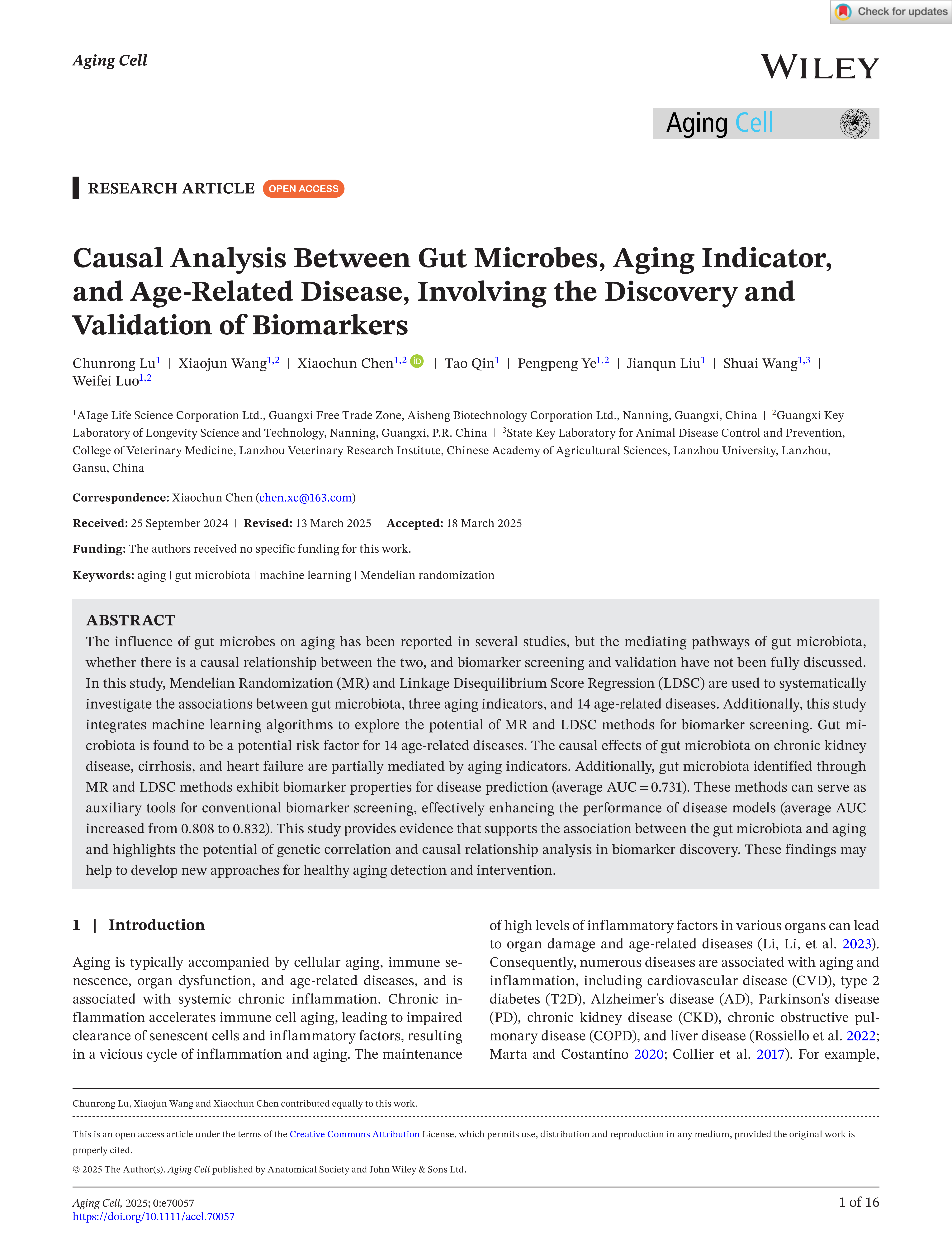 Aging Cell - 2025 - Lu - Causal Analysis Between Gut Microbes  Aging Indicator  and Age‐Related Disease  Involving the_01.png